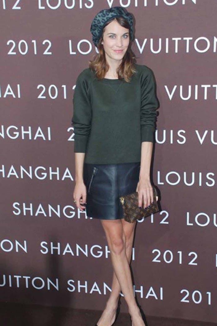 Alexa chung 2025 green leather skirt